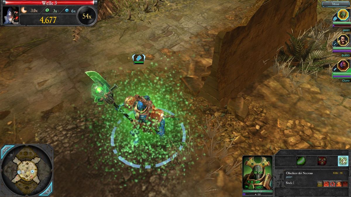 Warhammer 40,000: Dawn of War II - Retribution - The Last Stand Necron Overlord (Windows) screenshot: The nano repair skill gives a vital boost to health regeneration.