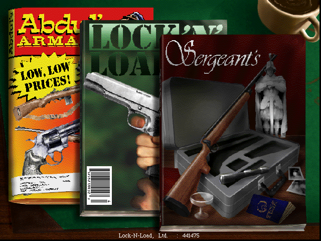 Wages of War: The Business of Battle (Windows) screenshot: The three arm dealer catalogs you can order your weapons from.