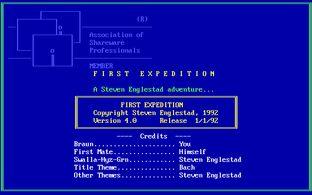 First Expedition (DOS) screenshot: Title screen