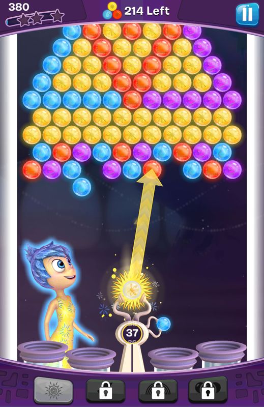 Inside Out: Thought Bubbles (Android) screenshot: Using Joy's ability to turn that red memory yellow.