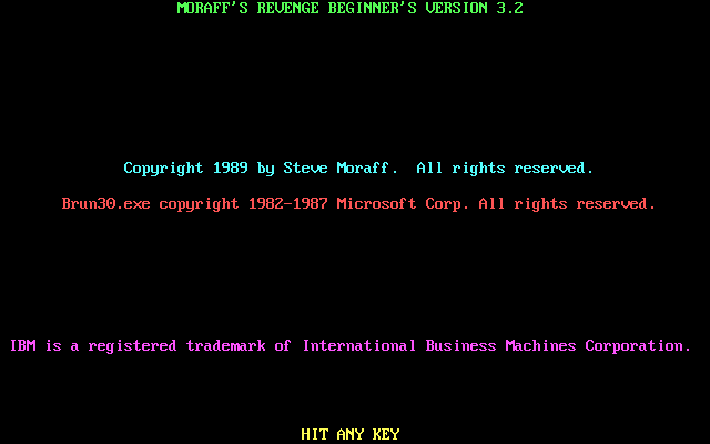 Moraff's Revenge (DOS) screenshot: Title screen