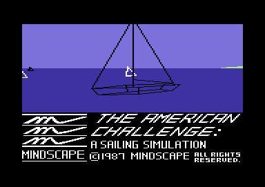 The American Challenge: A Sailing Simulation (Commodore 64) screenshot: The wire-frame boat comes into view