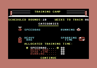 Star Rank Boxing II (Commodore 64) screenshot: Training