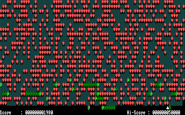 Megapede (DOS) screenshot: Game over!