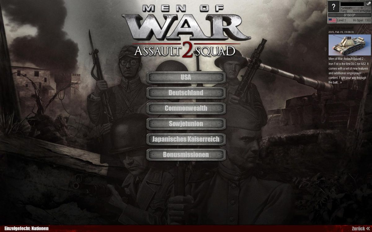 Men of War: Assault Squad 2 (Windows) screenshot: choose your nation