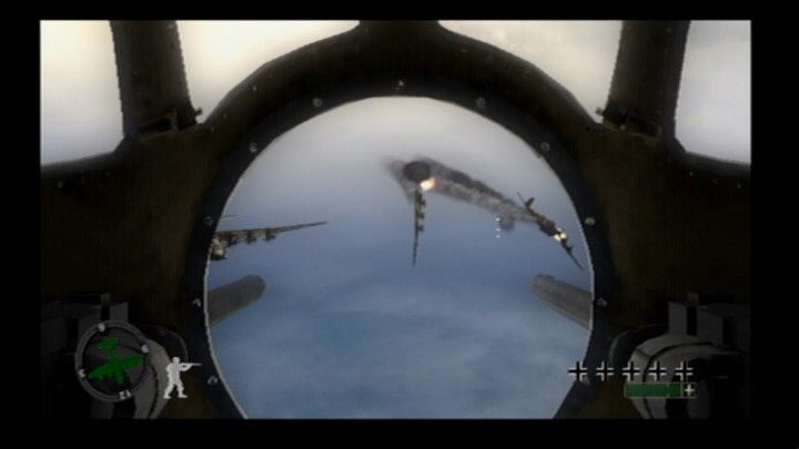 Call of Duty 2: Big Red One (PlayStation 2) screenshot: This transport plane is blown to smithereens