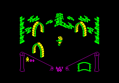 Knight Lore (Amstrad CPC) screenshot: Opening screen, with more colours than Spectrum or MSX