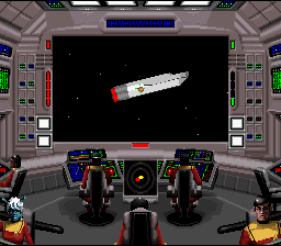 Star Trek: Starfleet Academy - Starship Bridge Simulator (SNES) screenshot: Combat against a fleeing starship