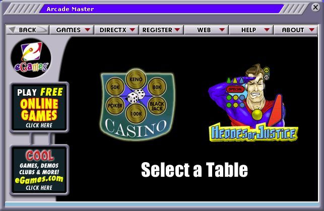 Arcade Master (Windows) screenshot: Room Five contains Pinball Master SE<br>Only two tables from the full game are available herel