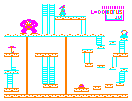 Donkey King (Dragon 32/64) screenshot: This is the "lifts" screen