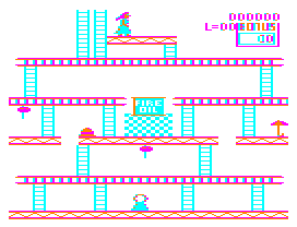 Donkey King (Dragon 32/64) screenshot: The conveyor belt screen