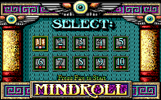 Mind-Roll (DOS) screenshot: Level selection screen (EGA)