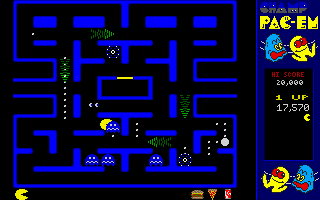 CHAMP Pac-em (DOS) screenshot: Later in Champ mode, you get teleports.