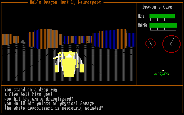 Bob's Dragon Hunt (DOS) screenshot: Thrlling hand-to-hand combat against monsters