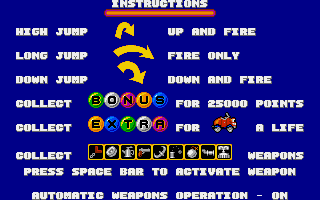 CarVup (Amiga) screenshot: Instructions