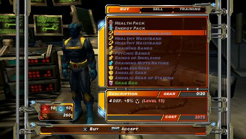 X-Men: Legends II - Rise of Apocalypse (PSP) screenshot: Shop