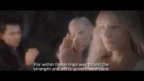 The Lord of the Rings: Tactics (PSP) screenshot: Shot from one of many small clips that explain the saga susing movie scenes.