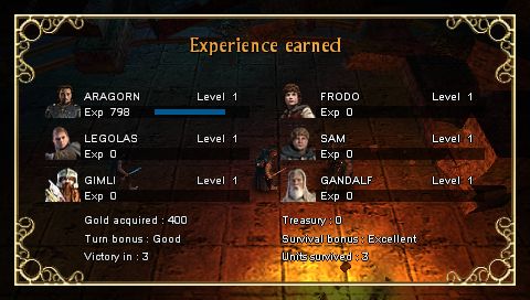 The Lord of the Rings: Tactics (PSP) screenshot: Experience earned screen