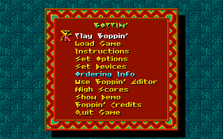 Boppin' (DOS) screenshot: Main menu