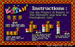 Boppin' (DOS) screenshot: Instructions