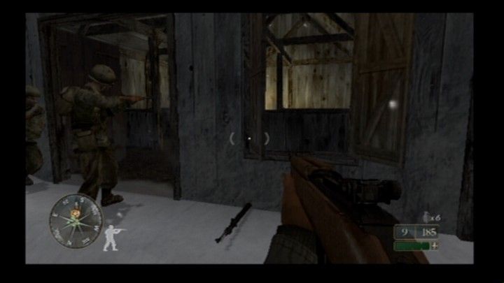 Call of Duty 2: Big Red One (PlayStation 2) screenshot: Clearing the houses