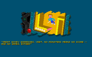 Boppin' (DOS) screenshot: Introduction: The games' enemies have all disappeared!