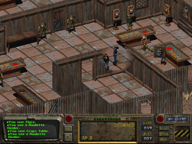 Fallout (DOS) screenshot: All right! Gambling! That's what I came here for