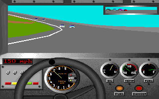 Bill Elliott's NASCAR Challenge (DOS) screenshot: In-car shot