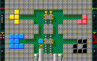 Boppin' (DOS) screenshot: 2nd level. Pick up a block...