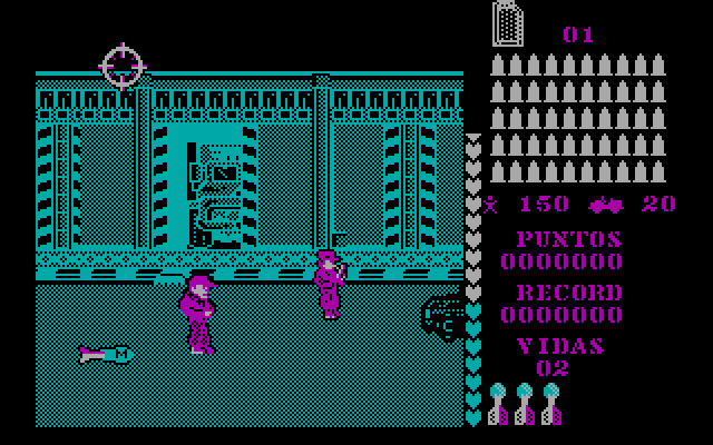 The A-Team (DOS) screenshot: Shoot the bomb for ammo.