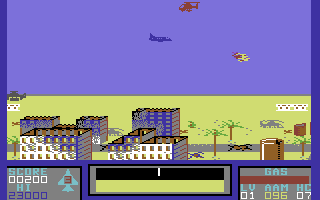 Falcon Patrol II (Commodore 64) screenshot: Shooting down a helicopter