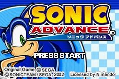 Sonic Advance (Game Boy Advance) screenshot: Title Screen