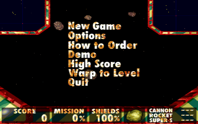 Outer Ridge (DOS) screenshot: Main menu