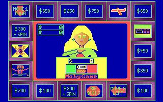 Press Your Luck (DOS) screenshot: Pressing your luck with a spin on the board