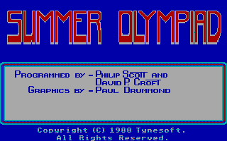 Summer Challenge (DOS) screenshot: Title screen