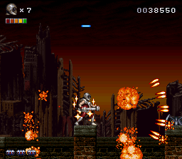 Rendering Ranger R² (SNES) screenshot: Dodge the flames