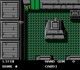 Metal Gear (NES) screenshot: Watch out for security cameras.... and pitfalls in the floor