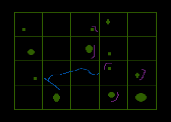 GATO (Atari 8-bit) screenshot: The main game naval chart, showing all quadrants.