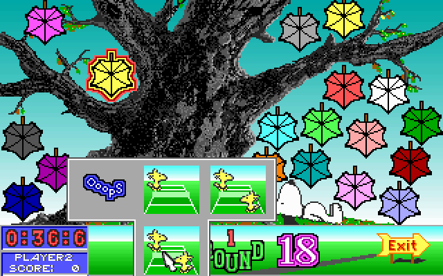 Snoopy's Game Club (DOS) screenshot: Woodstock's Look-Alikes - Select 1 or 2 players (MCGA/VGA)