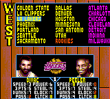 NBA Jam Tournament Edition (Game Gear) screenshot: Selecting a team.
