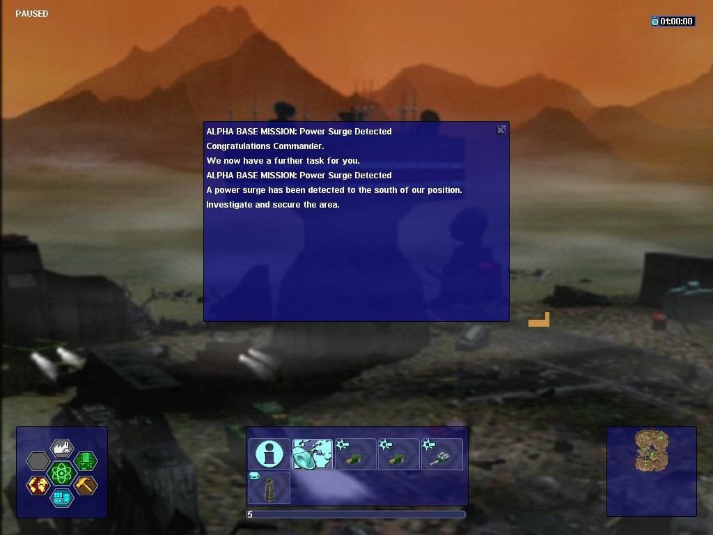 Warzone 2100 (Linux) screenshot: New mission briefing.