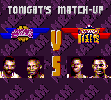 NBA Jam Tournament Edition (Game Gear) screenshot: And tonight we'll have Lakers vs. Nuggets.