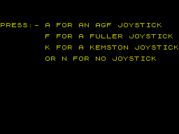 Jungle Fever (ZX Spectrum) screenshot: Control options.