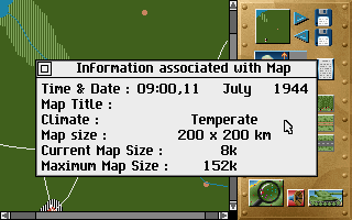 Campaign (DOS) screenshot: Information associated with a Map...
