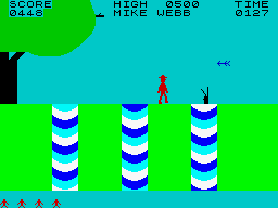 Jungle Fever (ZX Spectrum) screenshot: Another giant scissor and a unidentified flying object.