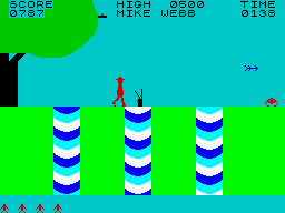 Jungle Fever (ZX Spectrum) screenshot: - Do you believe in UFOs?<br> - (Crocodilia language)