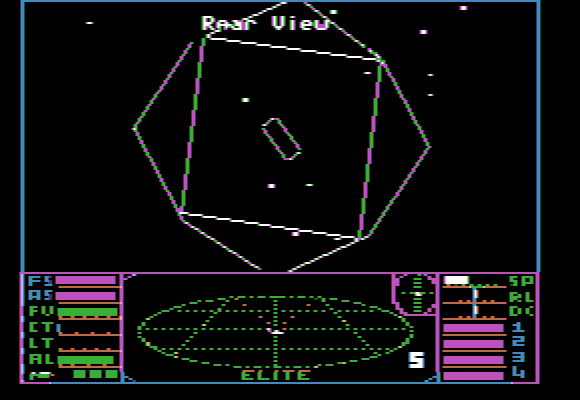 Elite (Apple II) screenshot: Rear view.