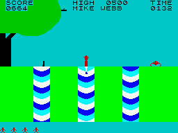 Jungle Fever (ZX Spectrum) screenshot: Refreshing his feet.
