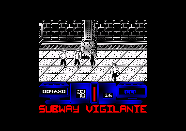 Subway Vigilante (Amstrad CPC) screenshot: I have moved down the platform.