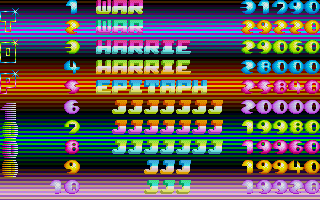 Jumpin' Jackson (Atari ST) screenshot: High scores.